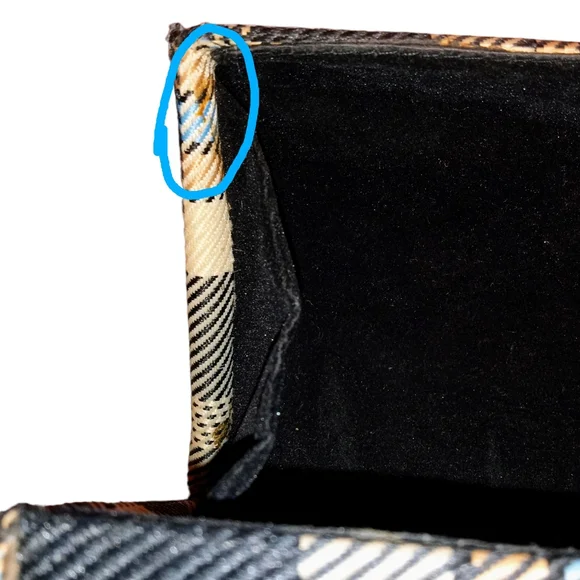 Rare Vintage Minaudière Snap Close Hard Body Bag: Blue, Black, Gold, Tan Plaid - Picture 11 of 12